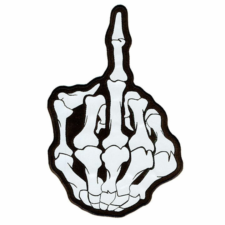 11" REFLECTIVE MIDDLE FINGER BIKER MOTORCYCLE EMBROIDERED JACKET  PATCH