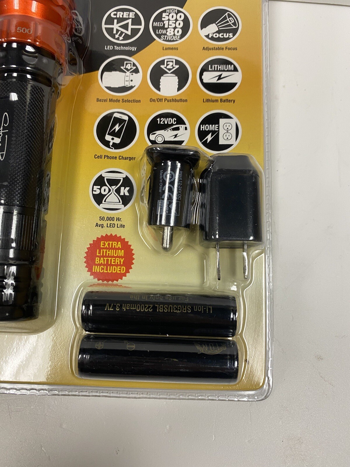 Stone River Gear SRG3RUSB Black/Orange USB Rechargeable CREE LED Flashlight NEW