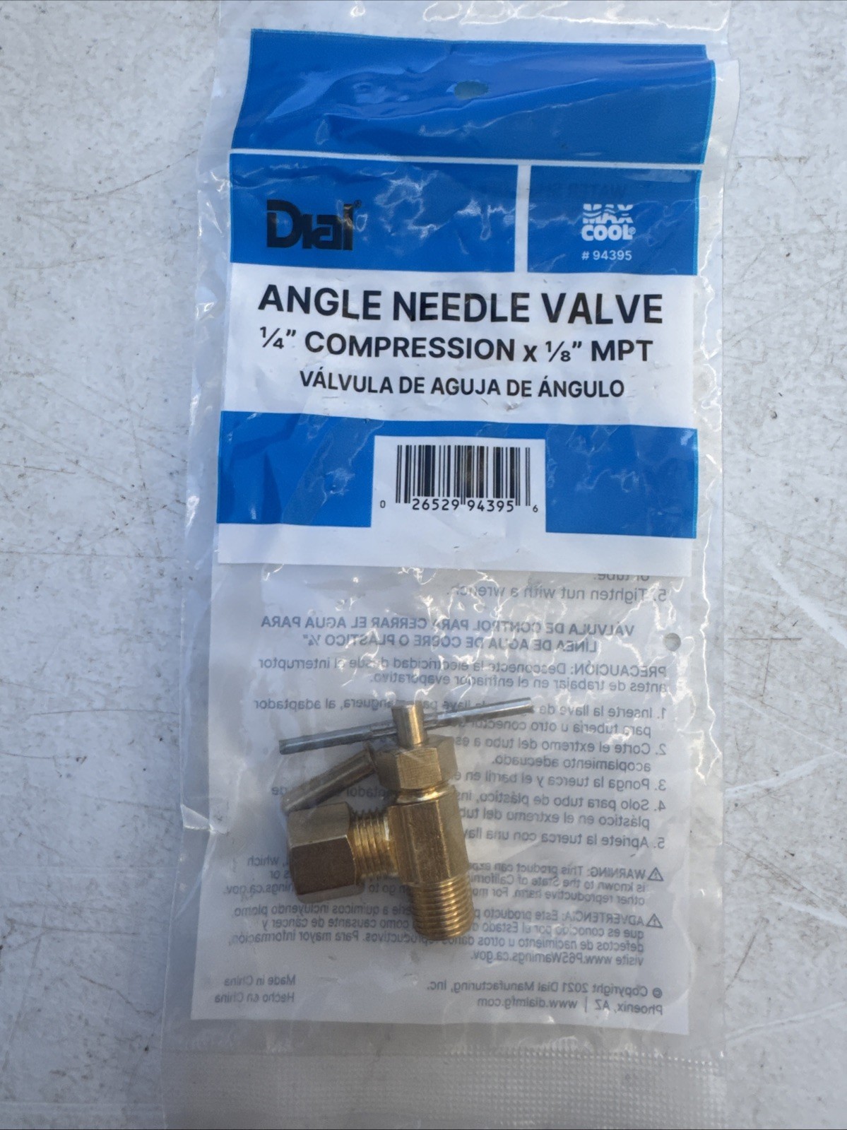 New- Dial- Max Cool- Angle Needle Valve- 1/4" Compression x 1/8" MPT- 94395
