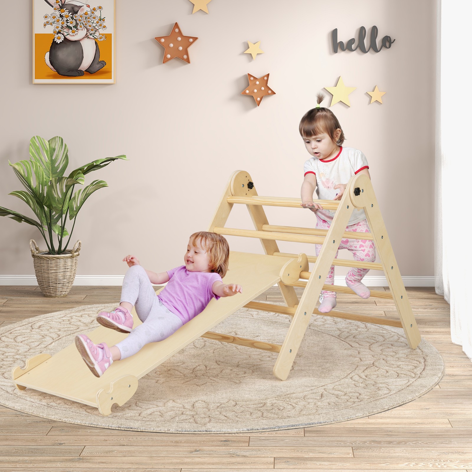 3-in-1 Triangular Climbing Toys Foldable & Height-adjustable Triangle Set