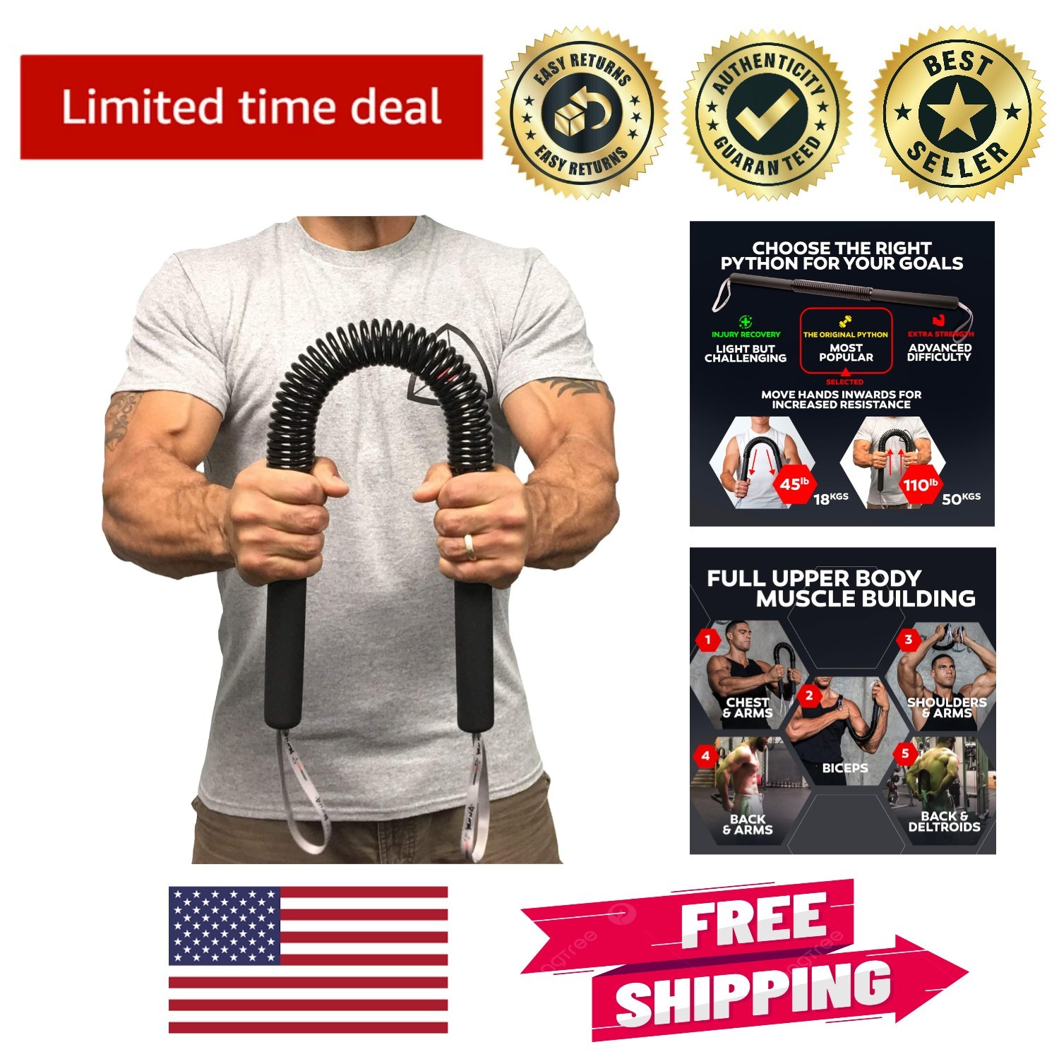 Versatile Python Power Twister - Transform Your Upper Body Anytime (45-110 Lbs)