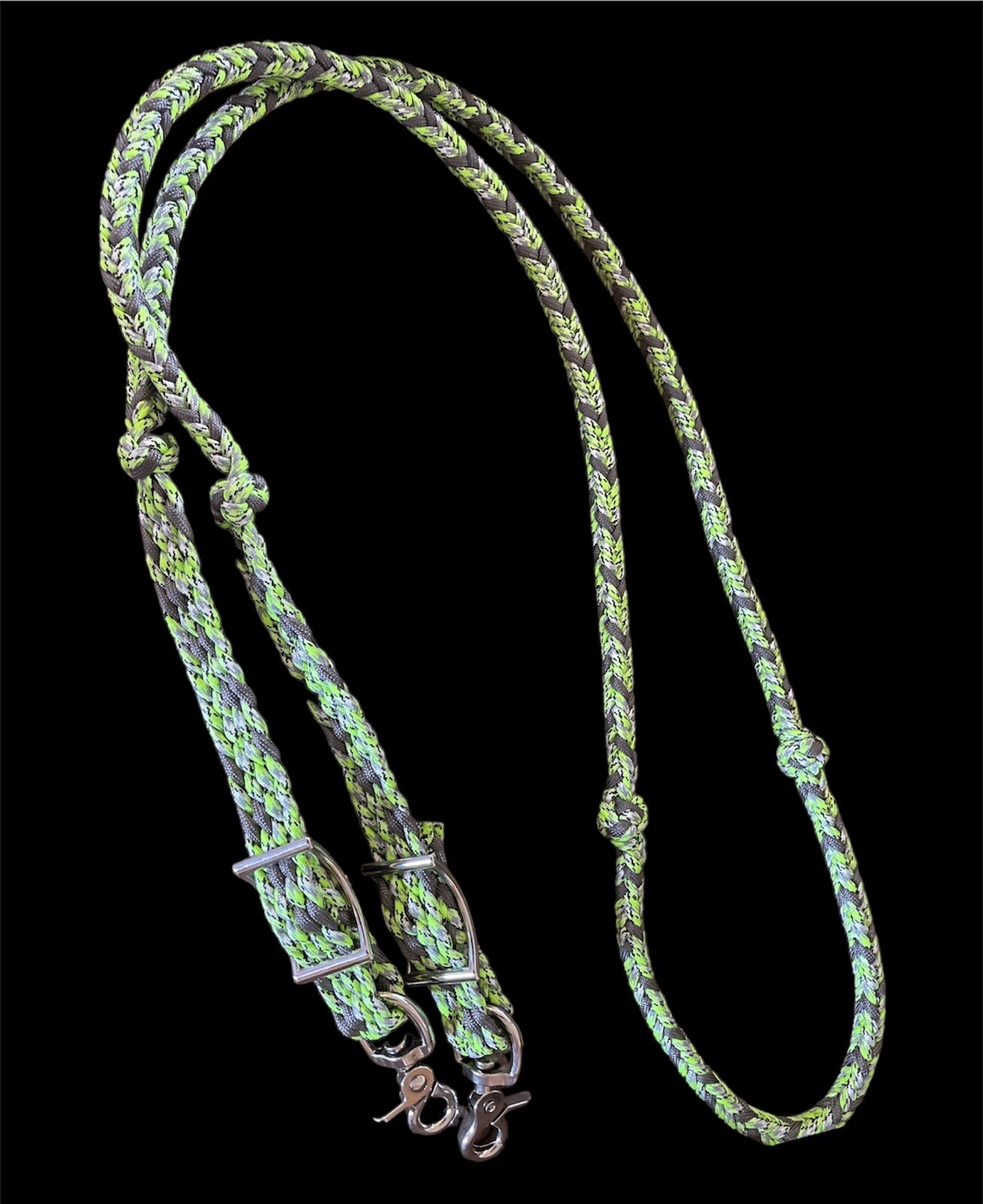 Horse Western 8ft Contest Barrel Rolled Leather Reins Turquoise Brown 6641