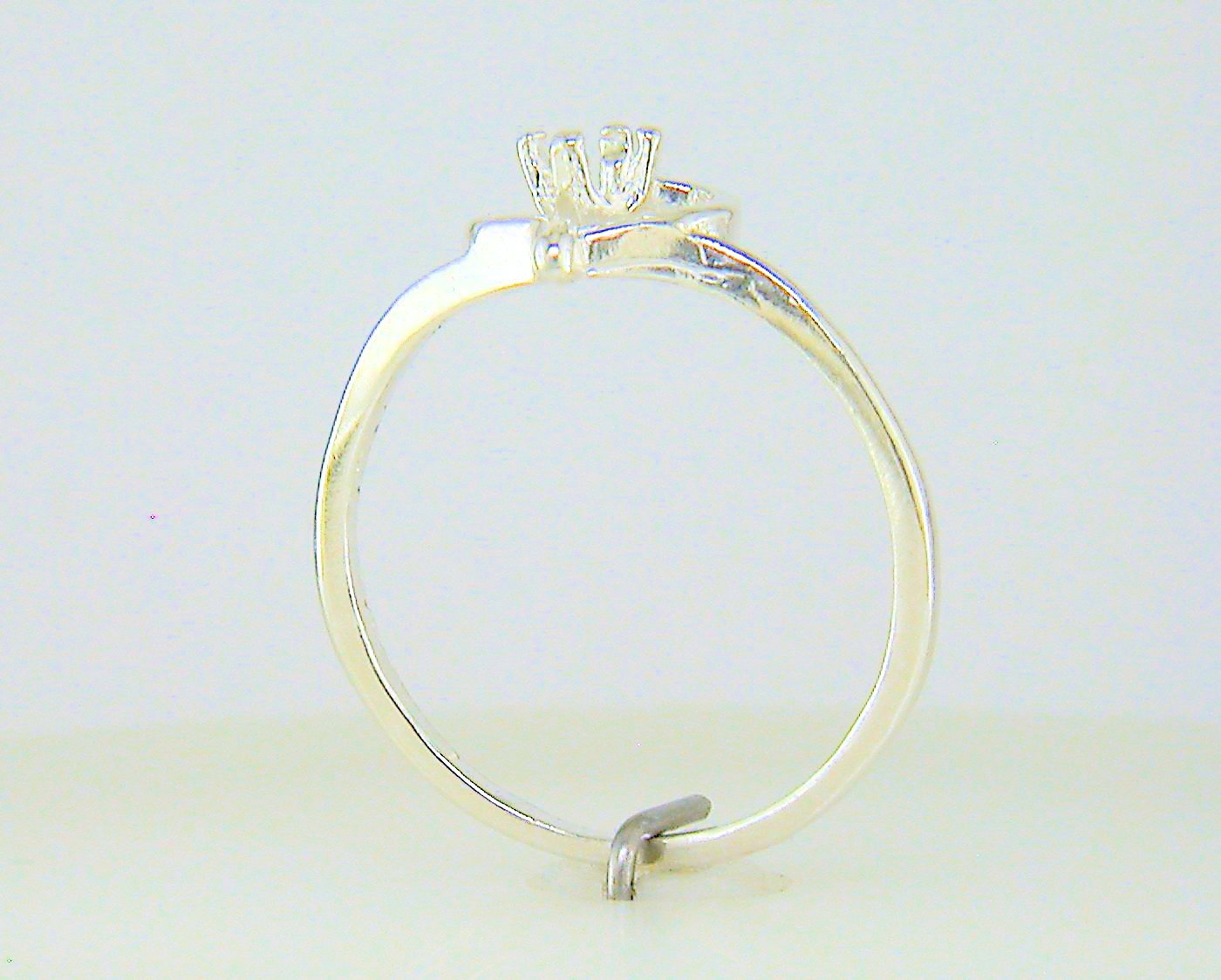 3 mm Round Petite Heart Birthstone Ring Setting Sterling Silver