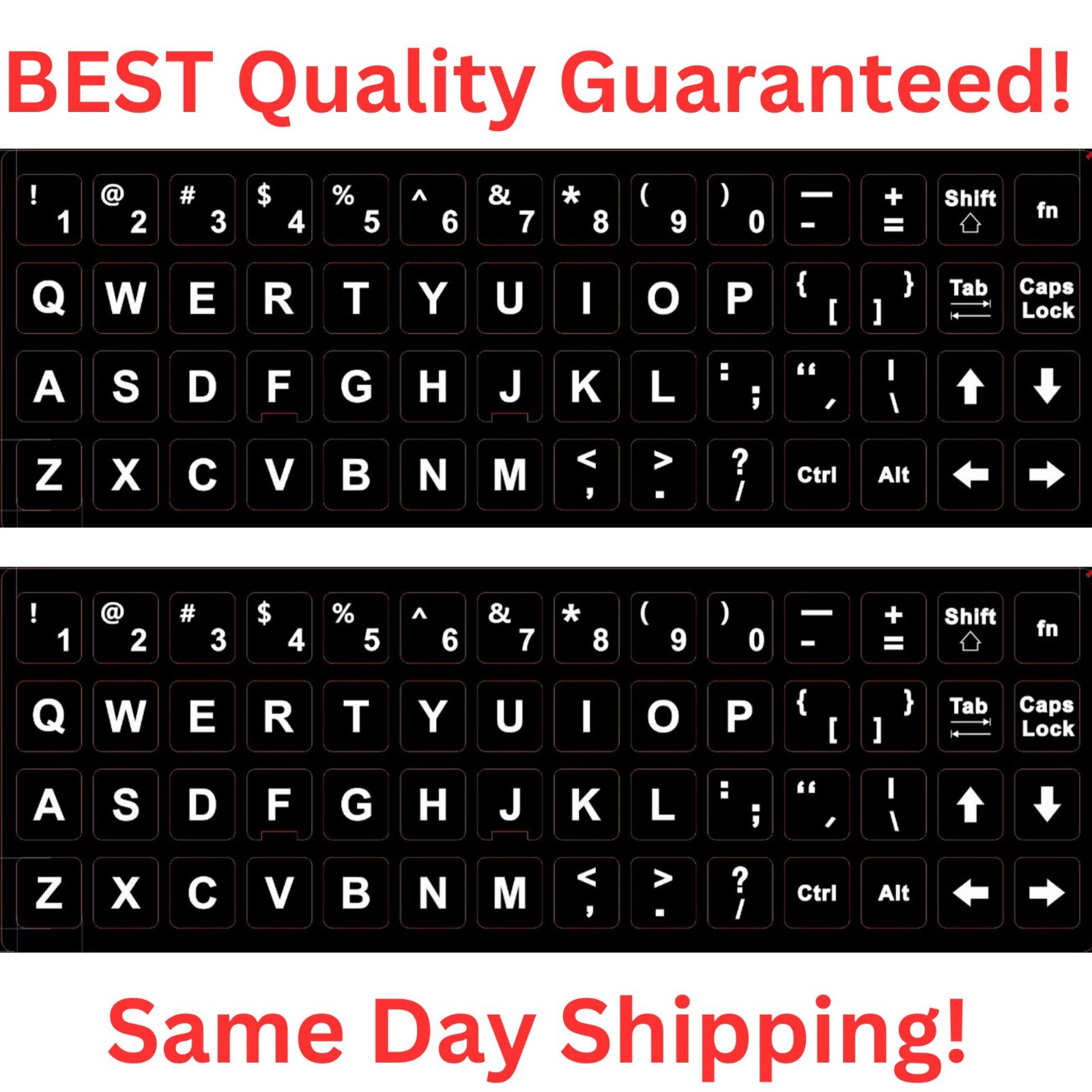 2PCS Universal English Keyboard White Letter on Black Sticker  Computer Laptop