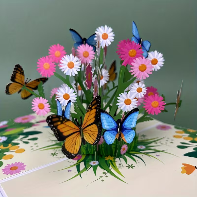 3D Pop Up Greeting Card, w/ Envelope Floral Gift Card ,for Mom Friend