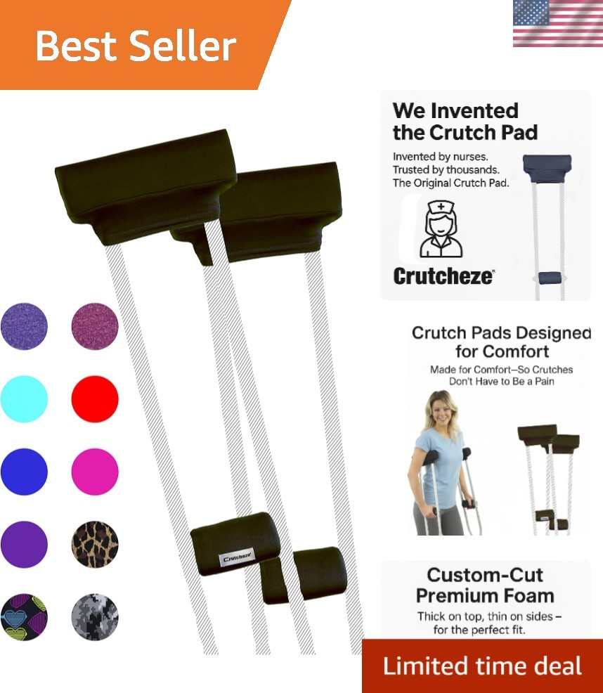 Washable Underarm Crutch Pads & Hand Grip Covers - Soft, Moisture-Wicking Relief