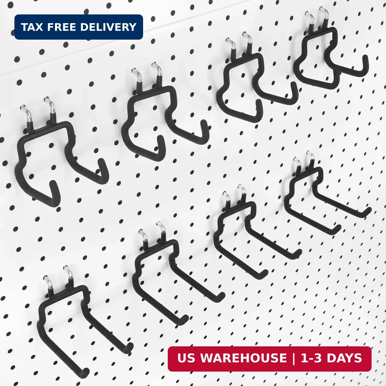 8-Pack Pegboard Hooks, Peg Board Tool Utility Hooks & Hangers Fit 1/4" Pegboards