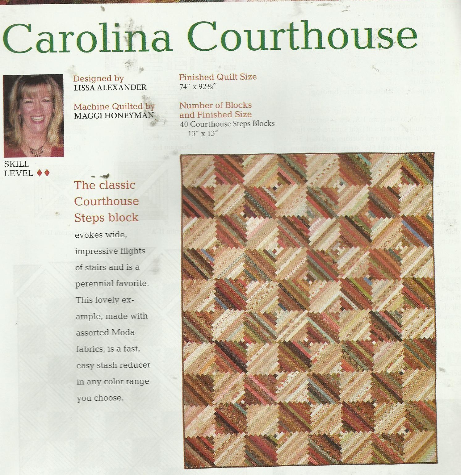 D0064 CAROLINA COURTHOUSE QUILT PATTERN/INSTRUCTIONS
