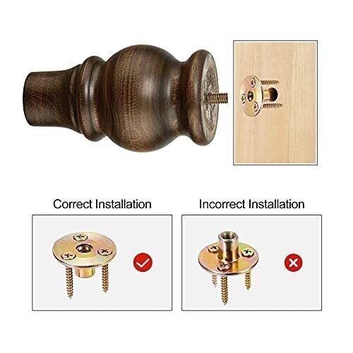 SHANJUE Wood Furniture Legs 5 inch Sofa Legs Set of 4 Round Brown Couch feet ...