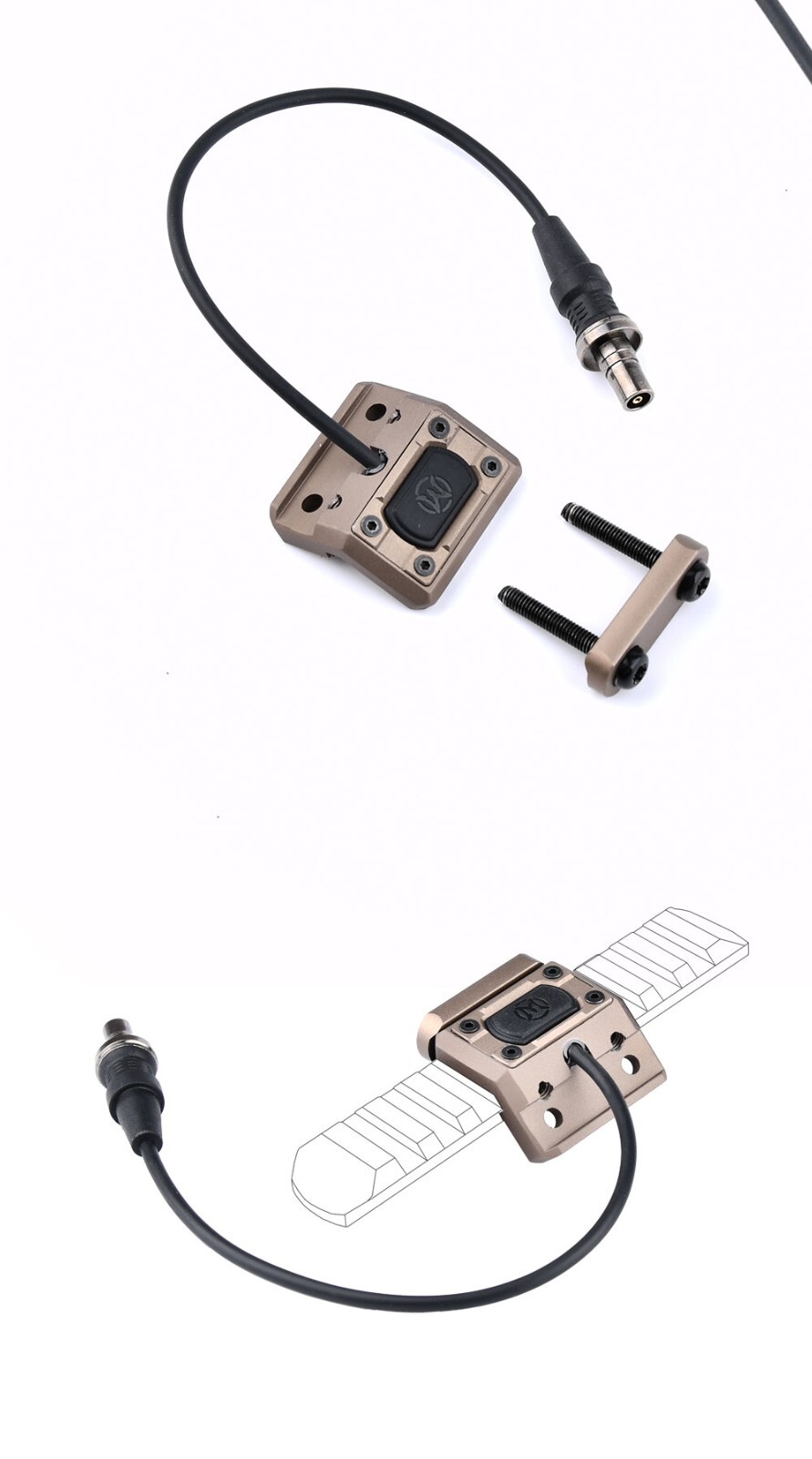 WADSN Tactical M300/M600 Flashlight ModButton Switch With Mount For Scout light