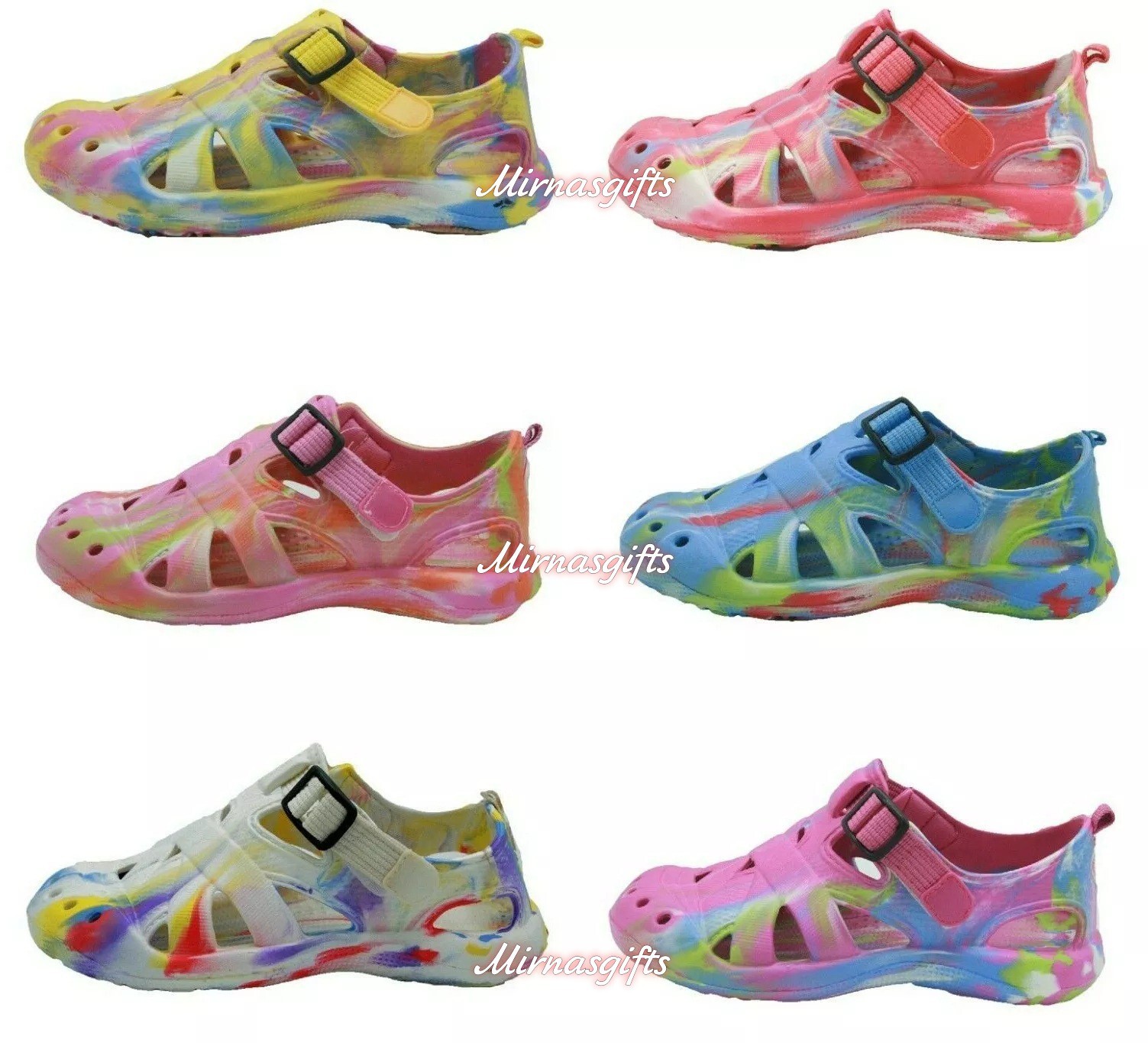 Women's Clogs Shoes Slip on Close Back Tie Dye Garden Water   6 7 8 9 10 11