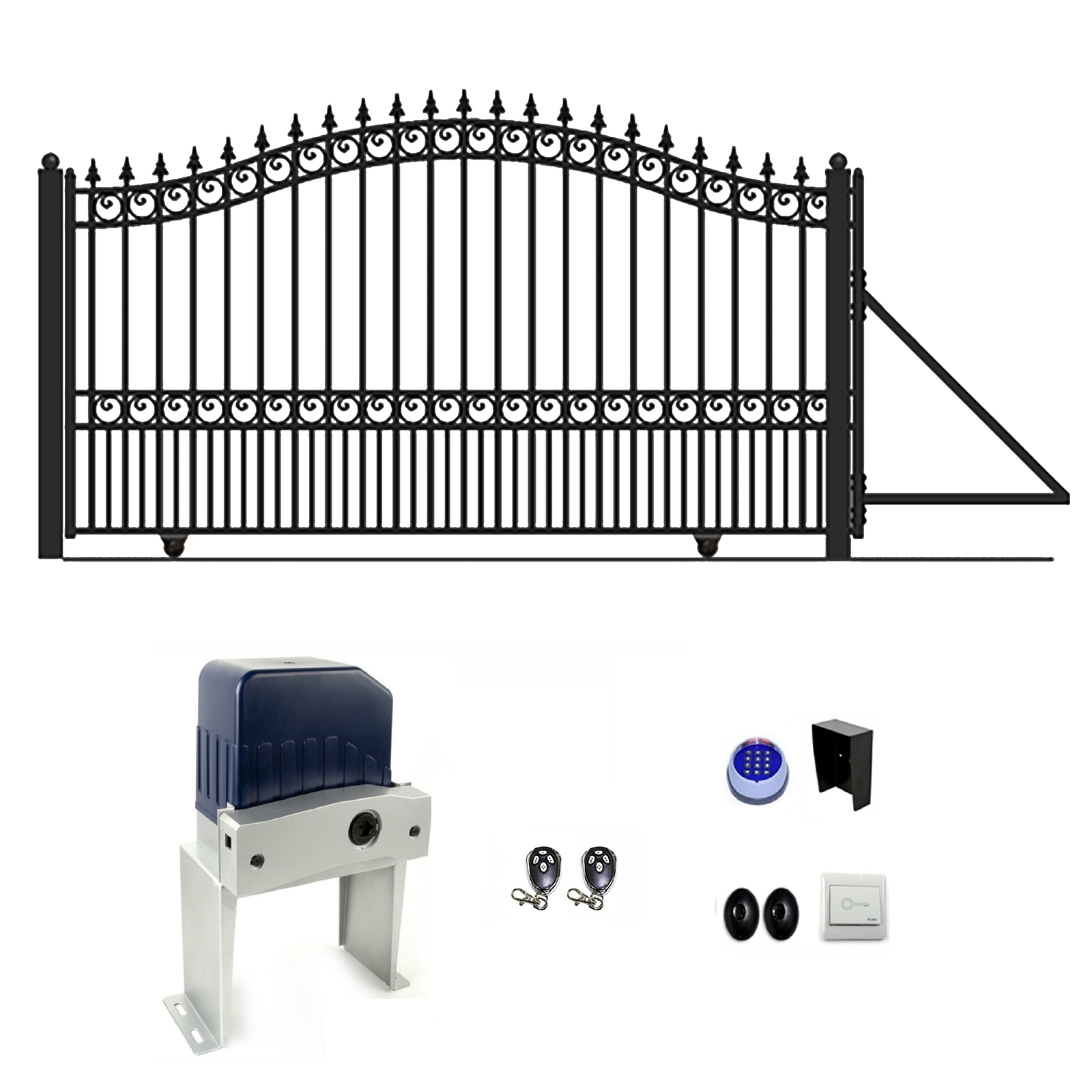 ALEKO Automated Yard Steel Sliding 12' Driveway Gate London Style with Operator
