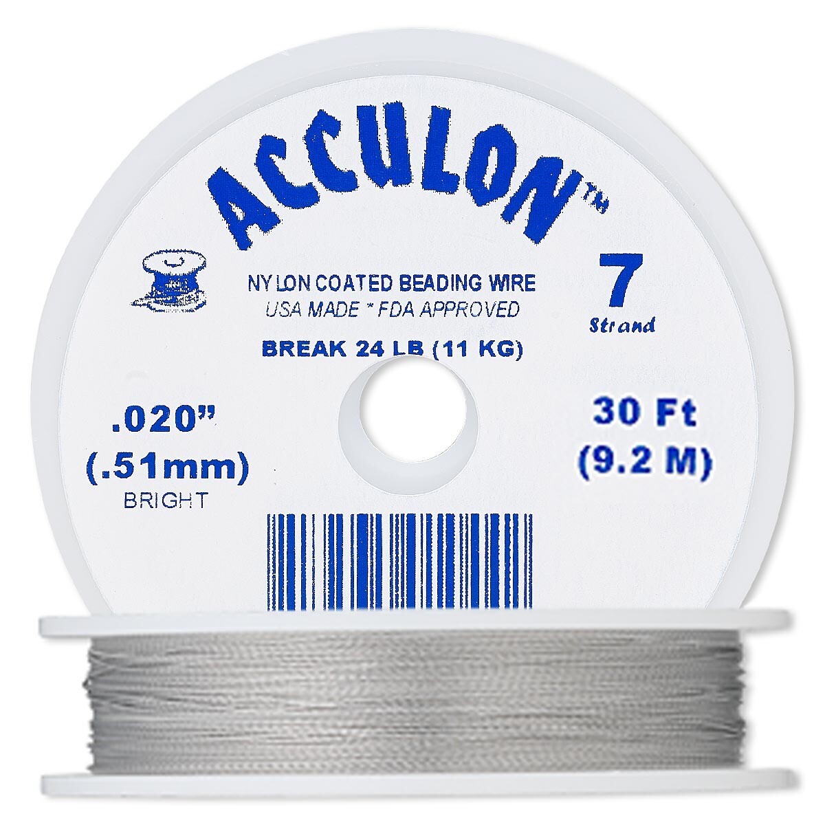 Beading Wire, 30 Foot Spool Acculon Clear 7 Strand 0.020" Diameter