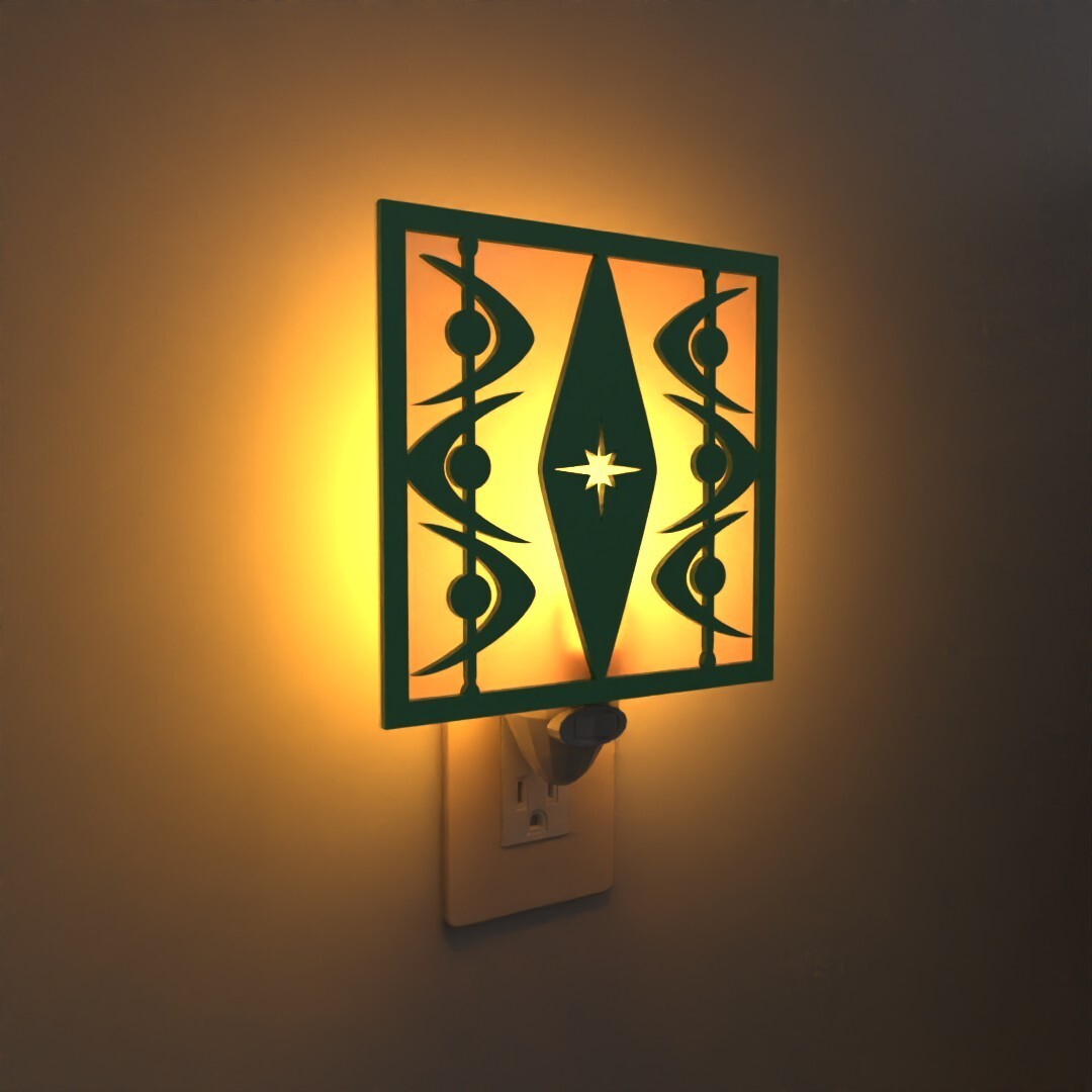 Diamond Starburst Boomerang Mid Century Modern Night Light Retro Home Decor
