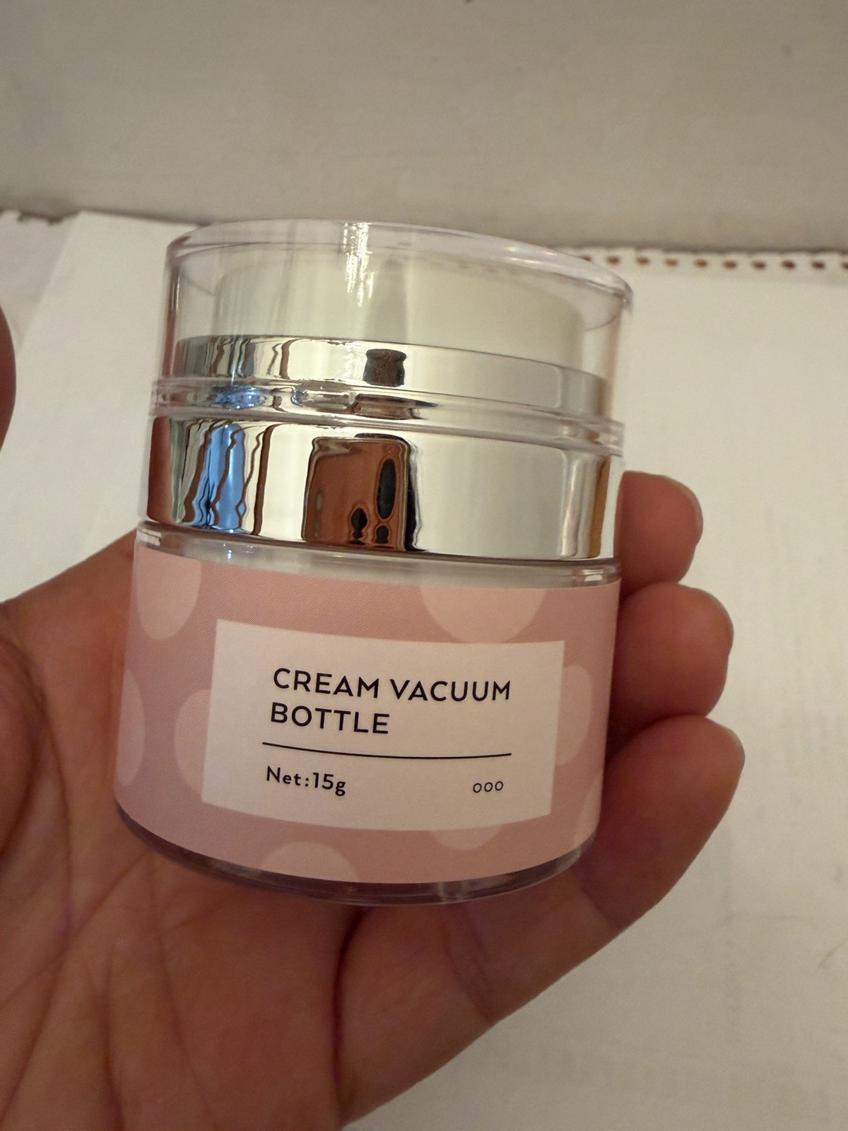 Lot 3 15g pink polka dot cream vacuum bottle, airless pump containers