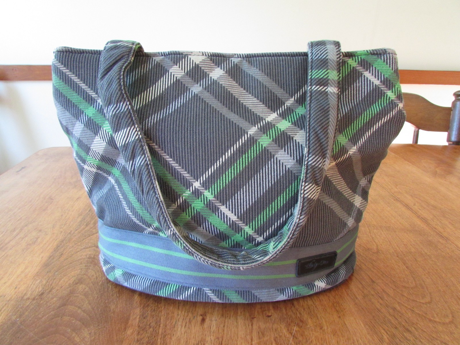 Thirty One Insulated Cooler Bag green gray  Plaid