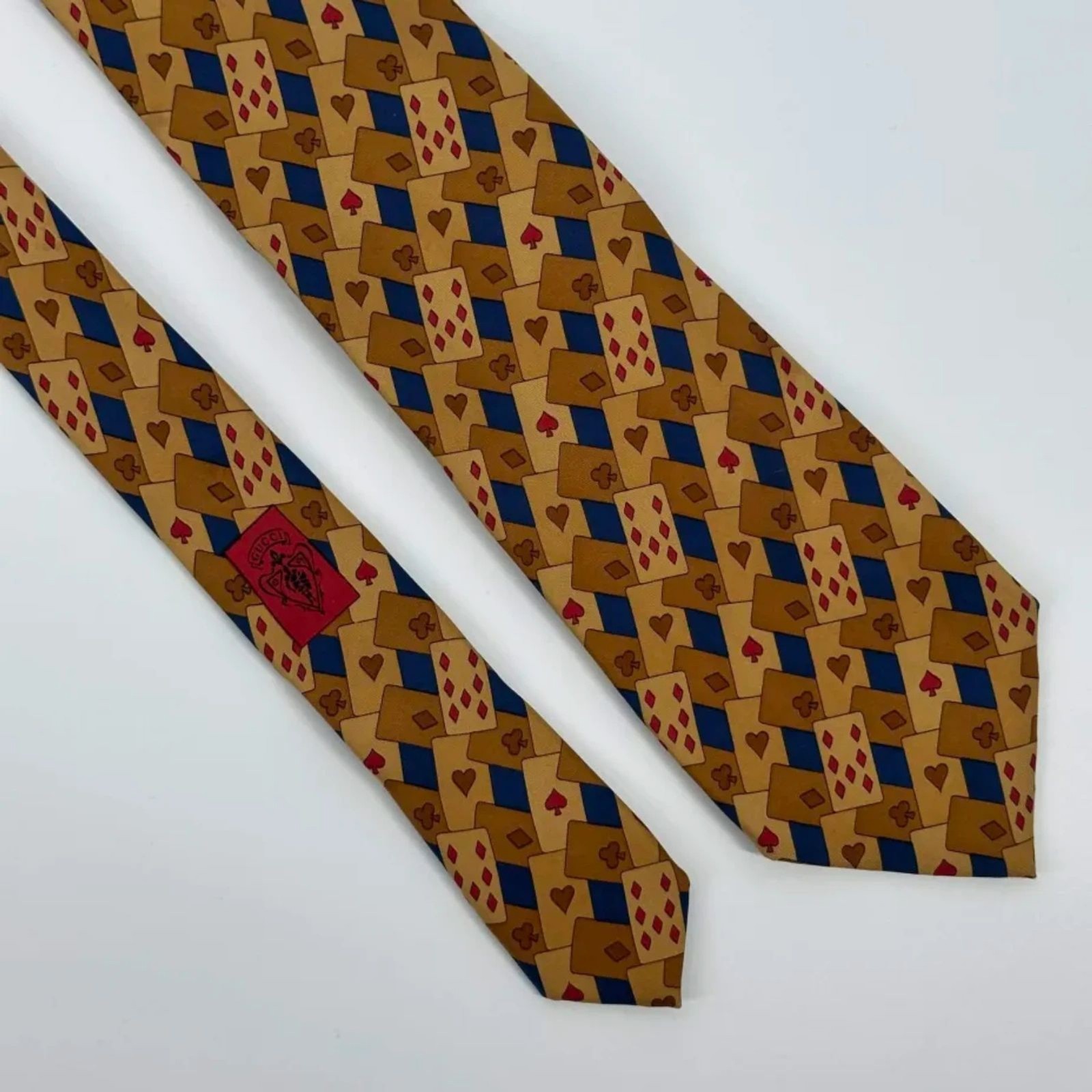 Vintage Gucci 100% Silk Playing Cards Tie Poker Casino Vegas