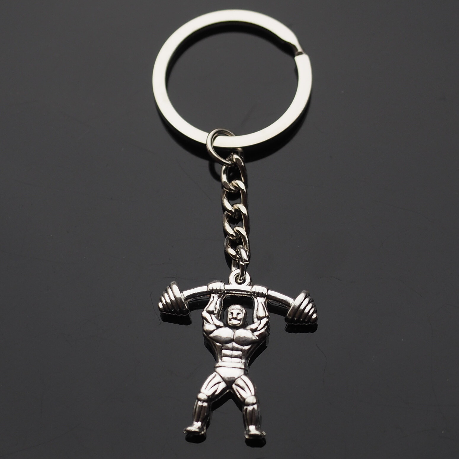 Weight Lifting Dumbbell Muscle Man Pendant Charm Keychain Key Chain Gift