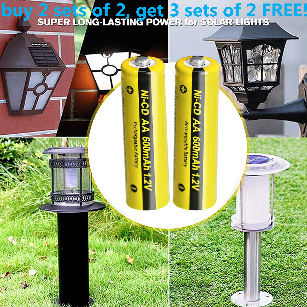 1.2v AA Rechargeable Batteries NiCd Battery for Garden Solar Ni-Cd Light Lot