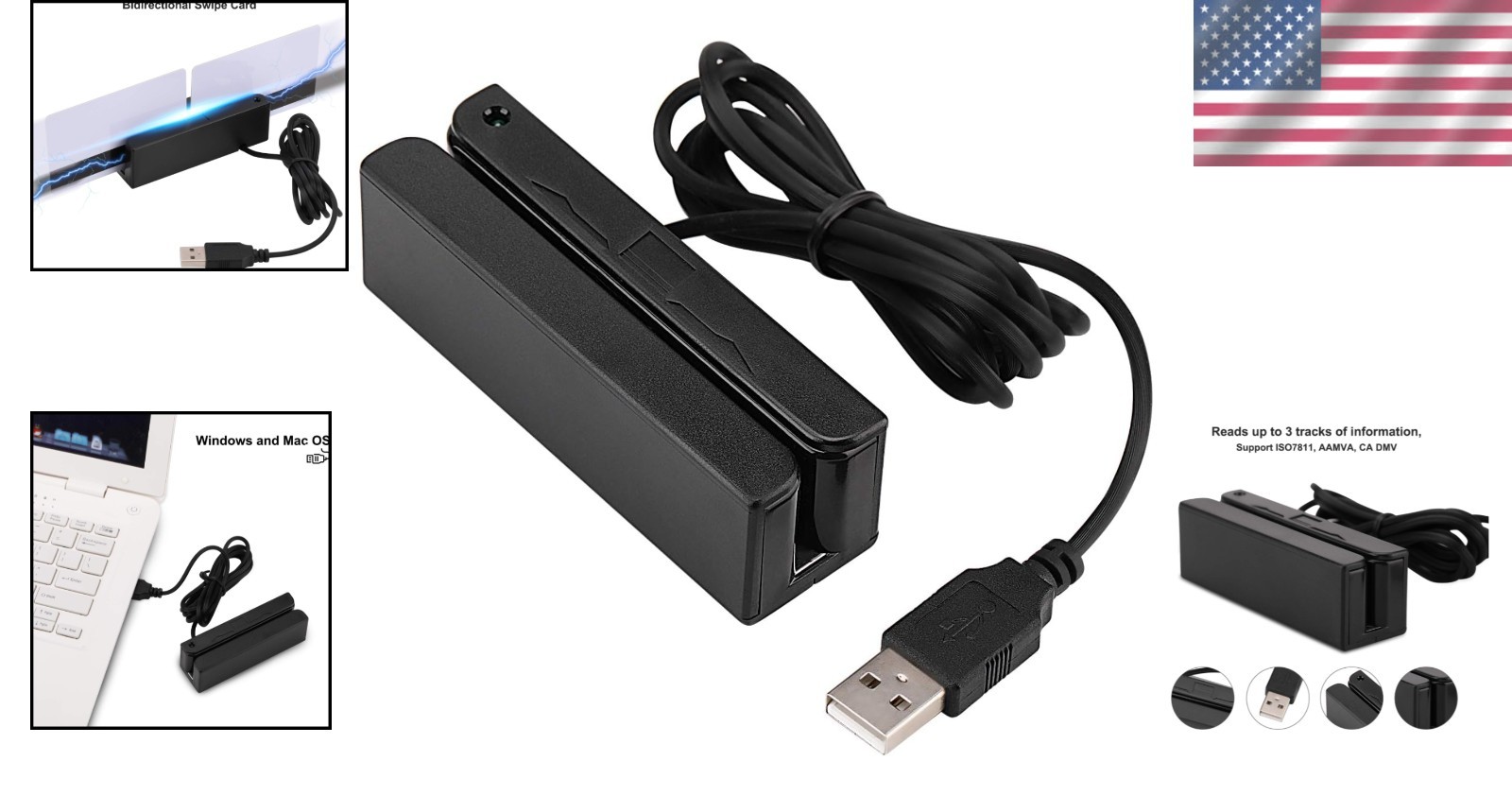 USB Magnetic Credit Card Reader Swipe Machine for POS ID Verification