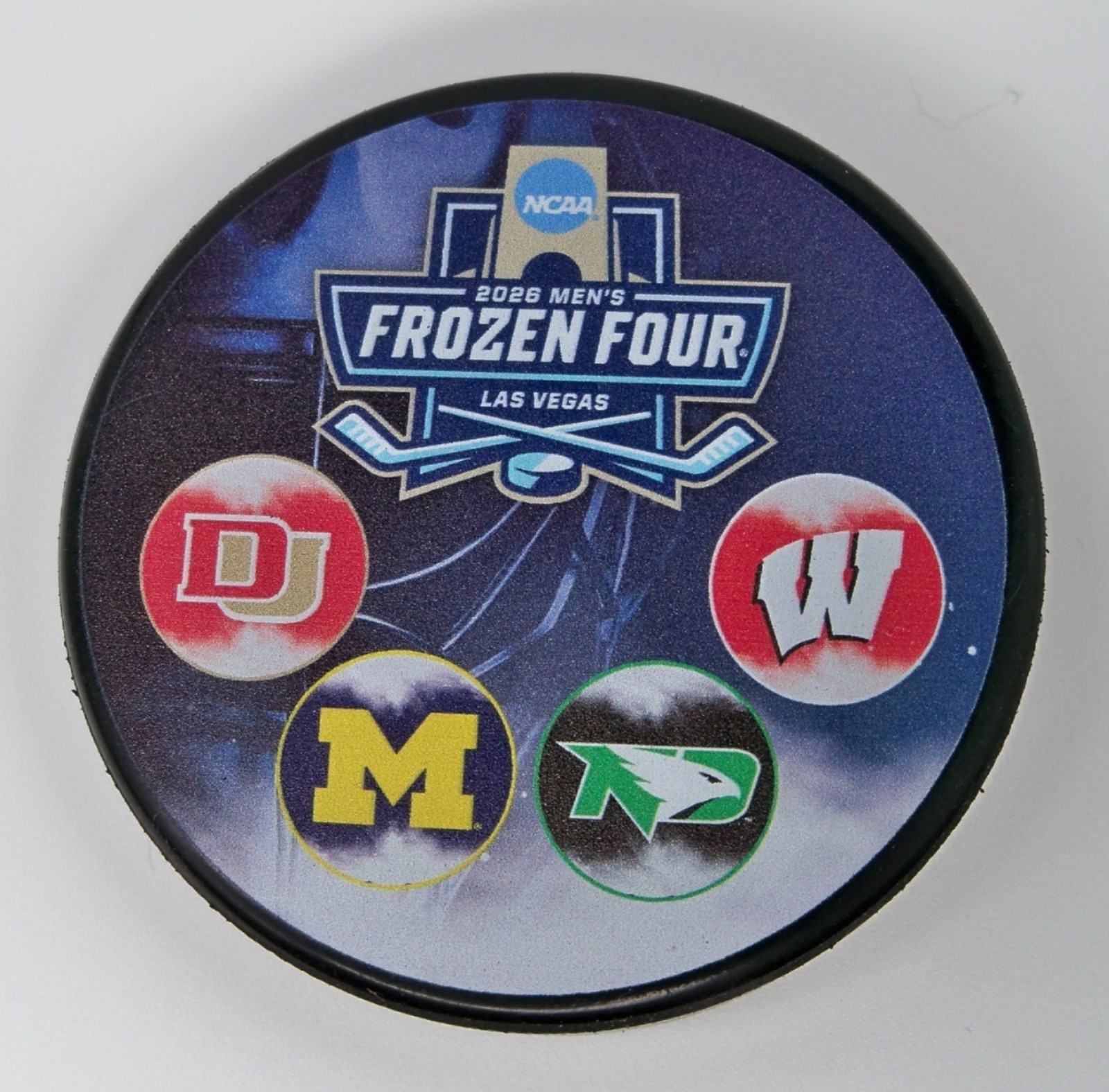 2026 Frozen Four 4 Logo Hockey Puck Denver Michigan North Dakota Wisconsin