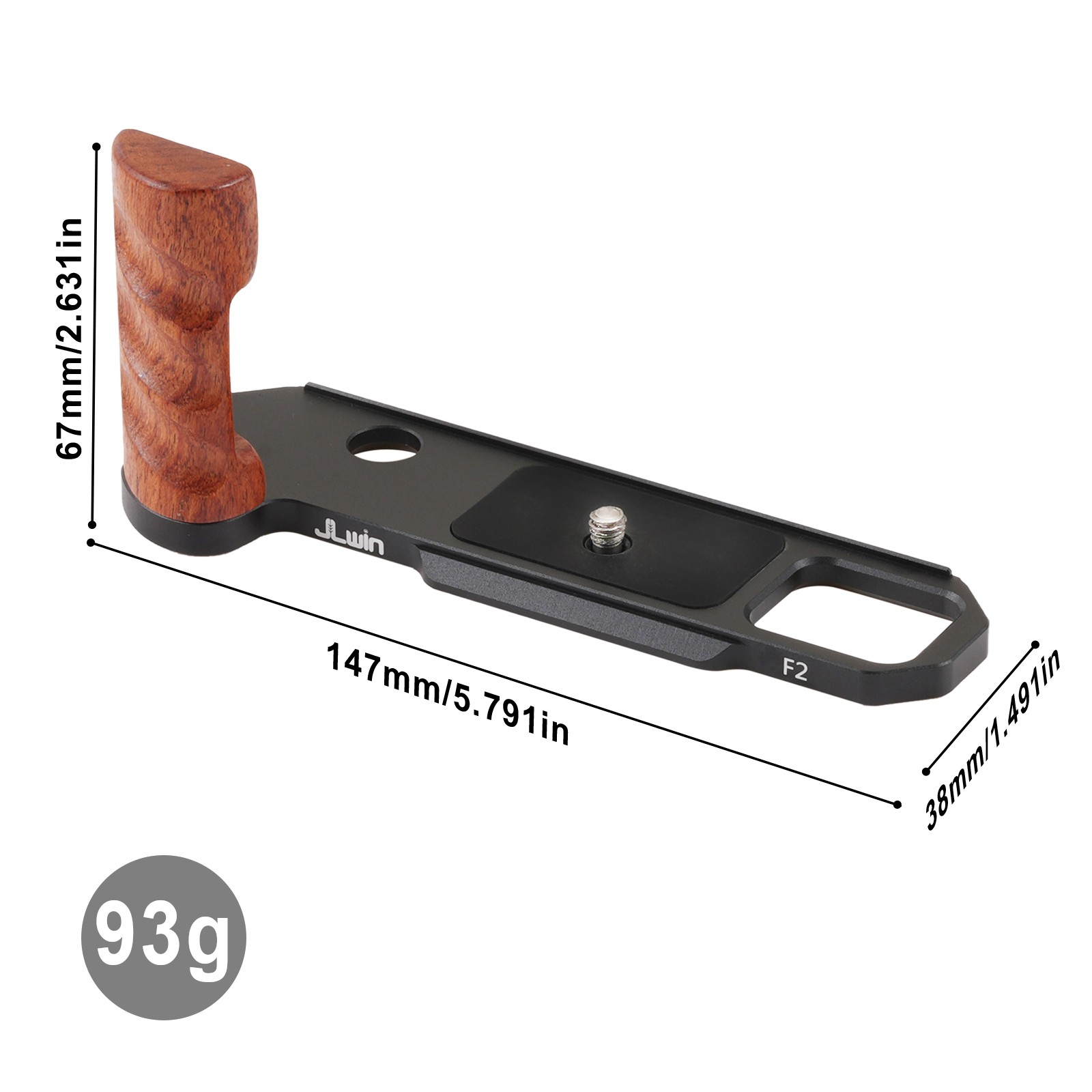 Wooden Vertical Handle Grip Quick Release L Bracket for Nikon F2 Camera Black