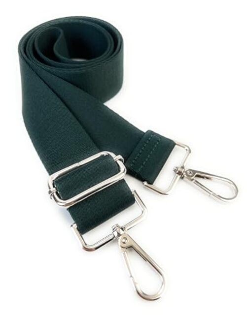 Purse Strap with Silver Hardware Solid Color 1-1/2 Inch Wide Dark Green
