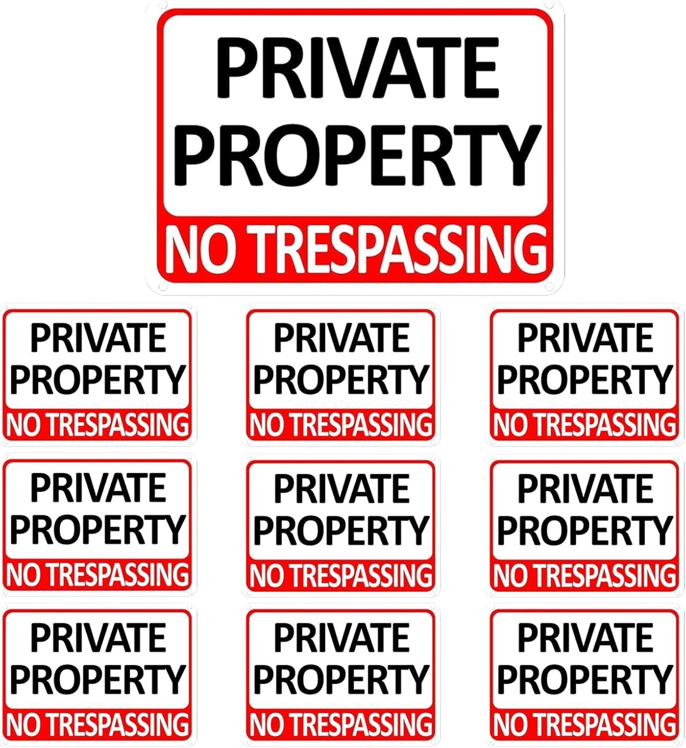 4 Pack Private Property, Video Surveillance Signs Outdoor 10 x 7in Aluminum