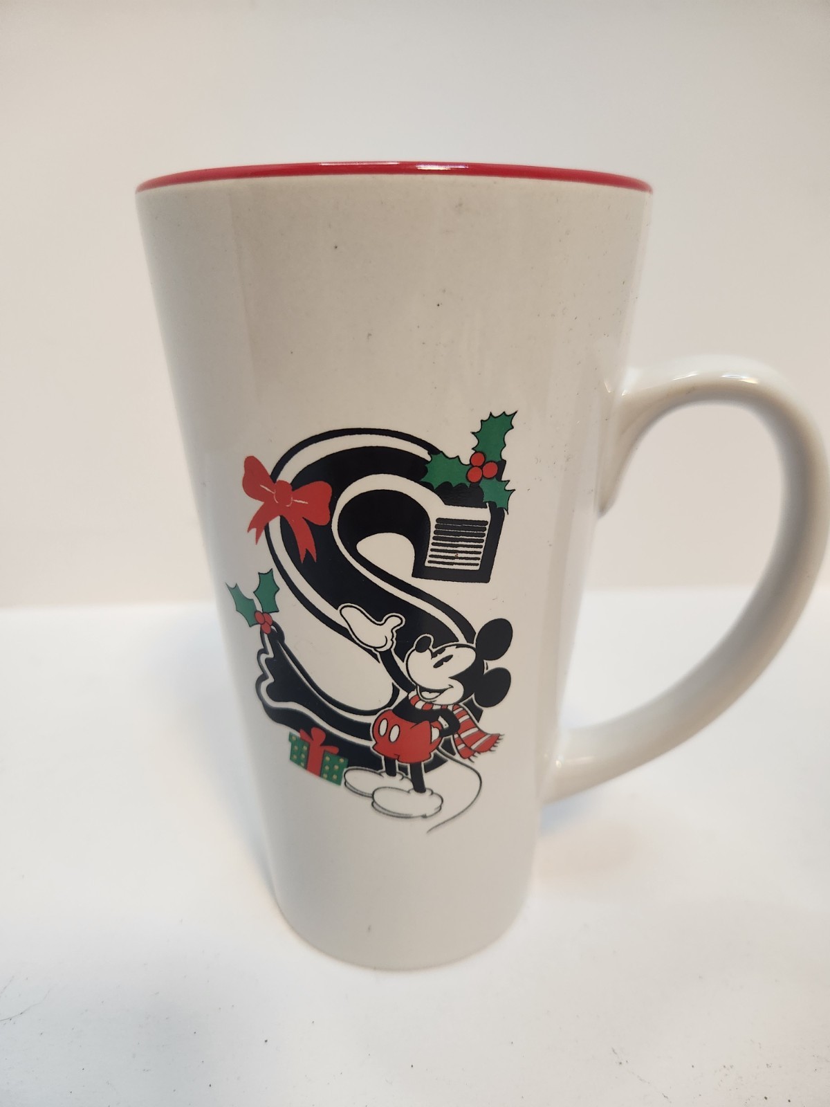 MICKEY MOUSE Disney WITH LETTER S XMAS MUG 16 Oz