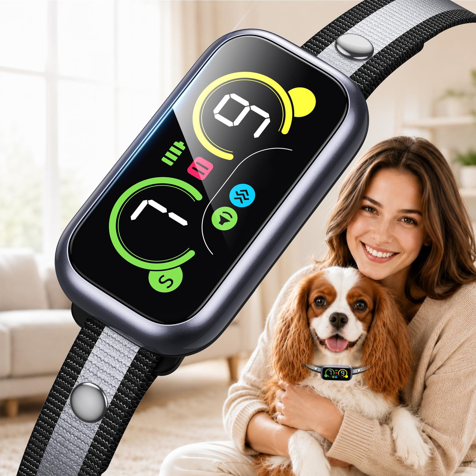Smart Dog Bark Collar with Advanced Detection, Anti Barking Metalic