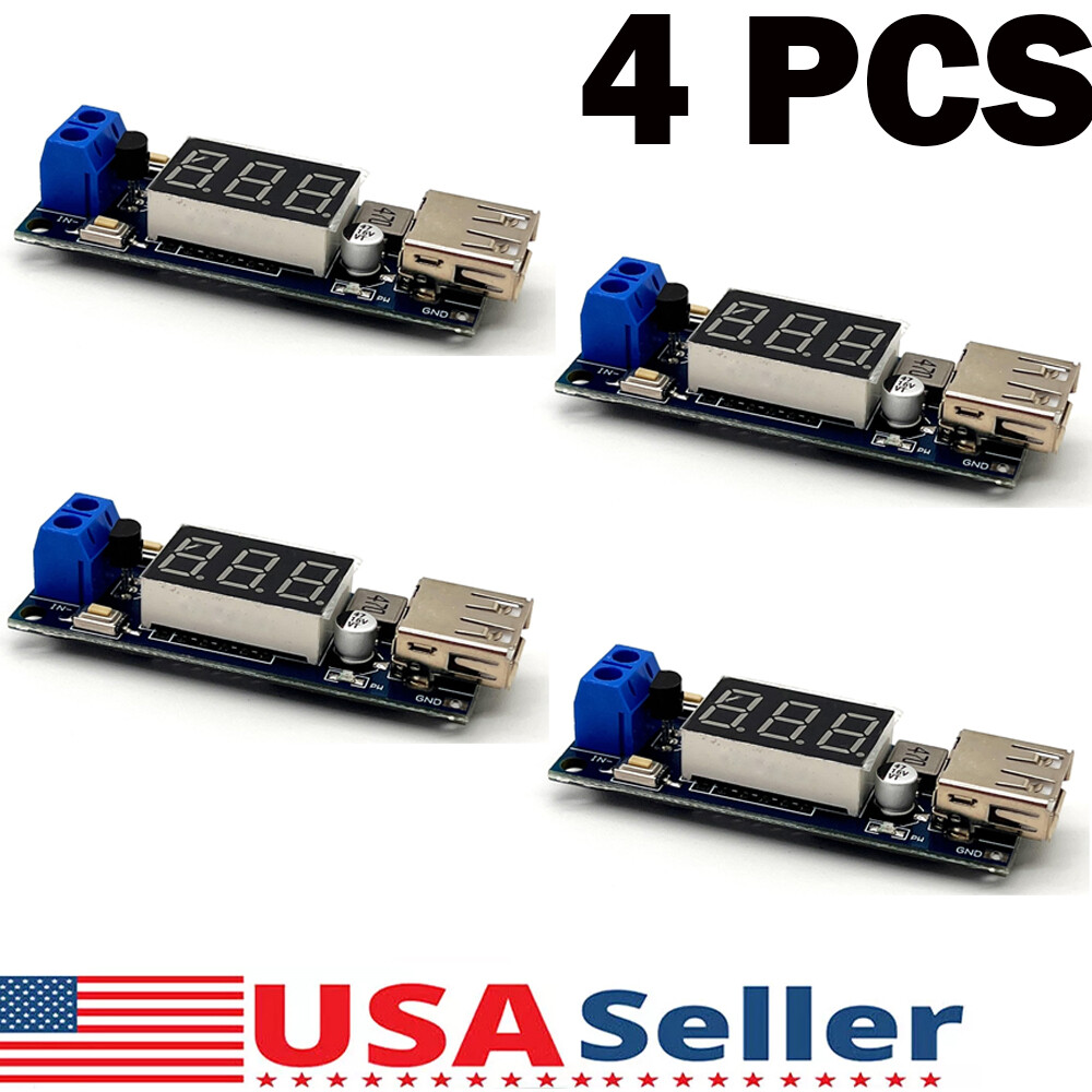 4x USB Charger DC-DC Step Down Buck Converter DC 4.5-40V 5V 2A Voltmeter Module