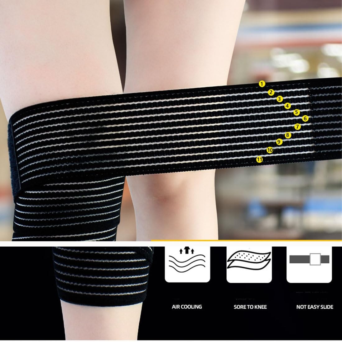 Extra Long Elastic Knee Wrap Compression Support for Ligaments Joint Pain