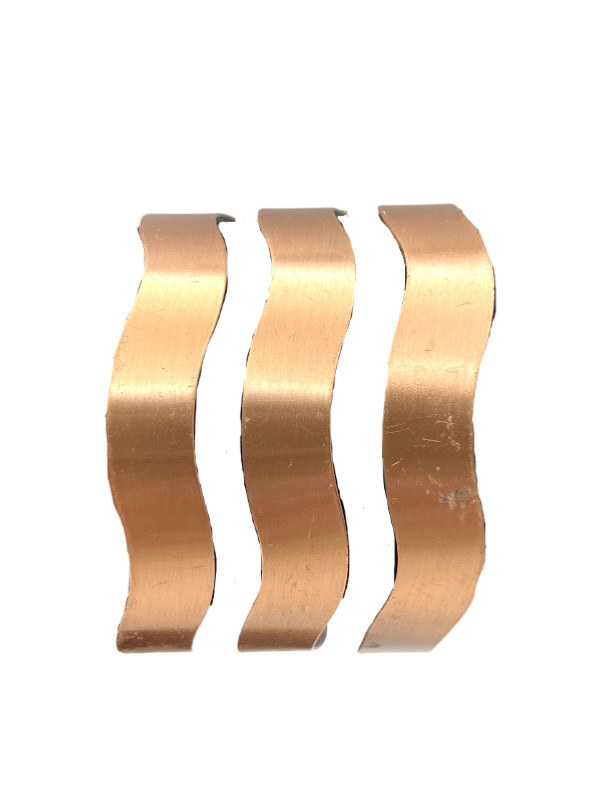 Copper Tone Wavy Wide Cuff Bracelet Bangle Geometric 7” Adjustable Fashion