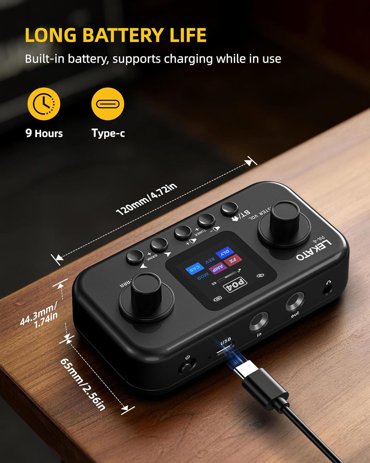 LEKATO Desktop Multi Guitar Effects with 6 Modules, 80 Presets, 20 Amp Modeling