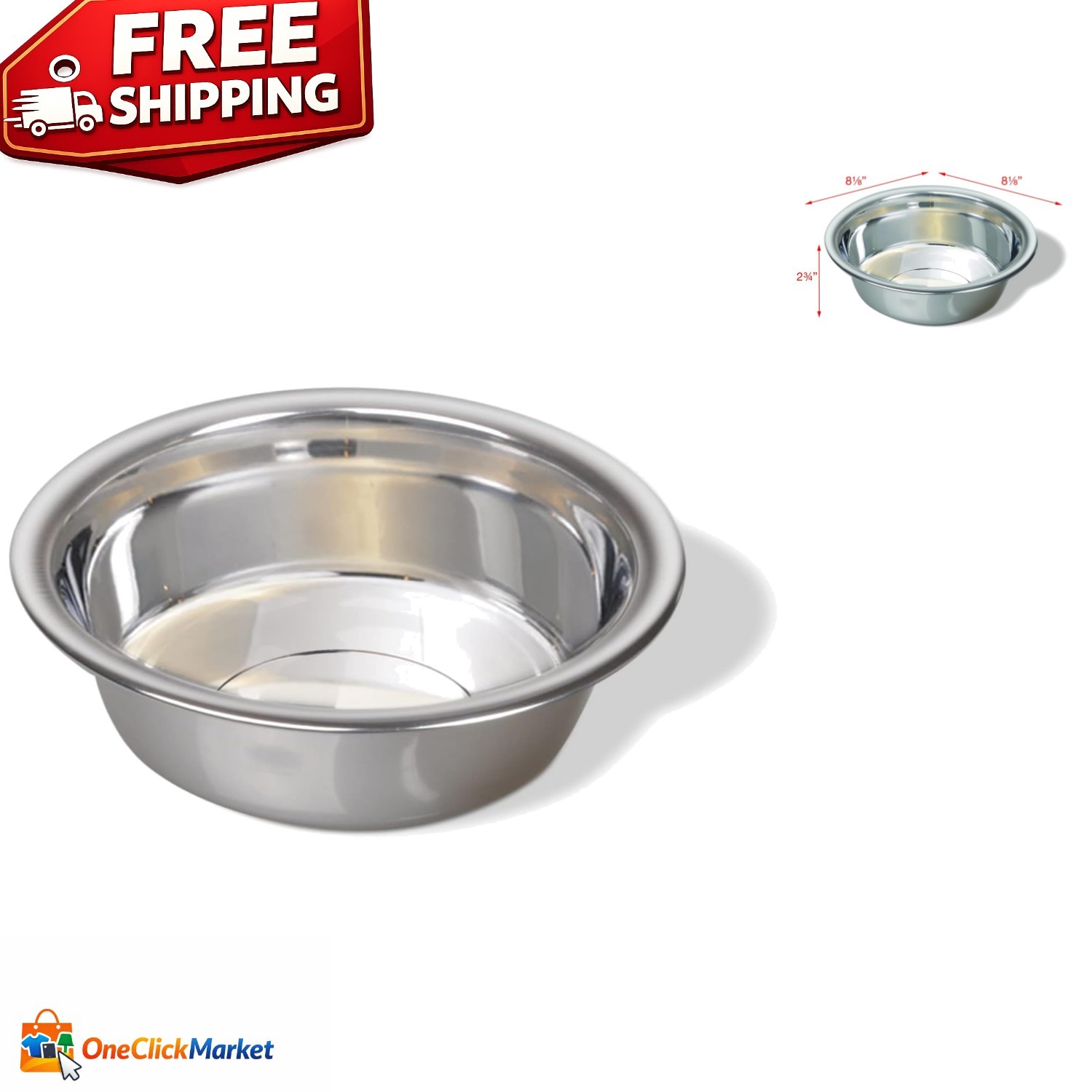 Rust-Proof Stainless Steel Dog Bowl - 64 oz Lightweight Design, Easy to Clean
