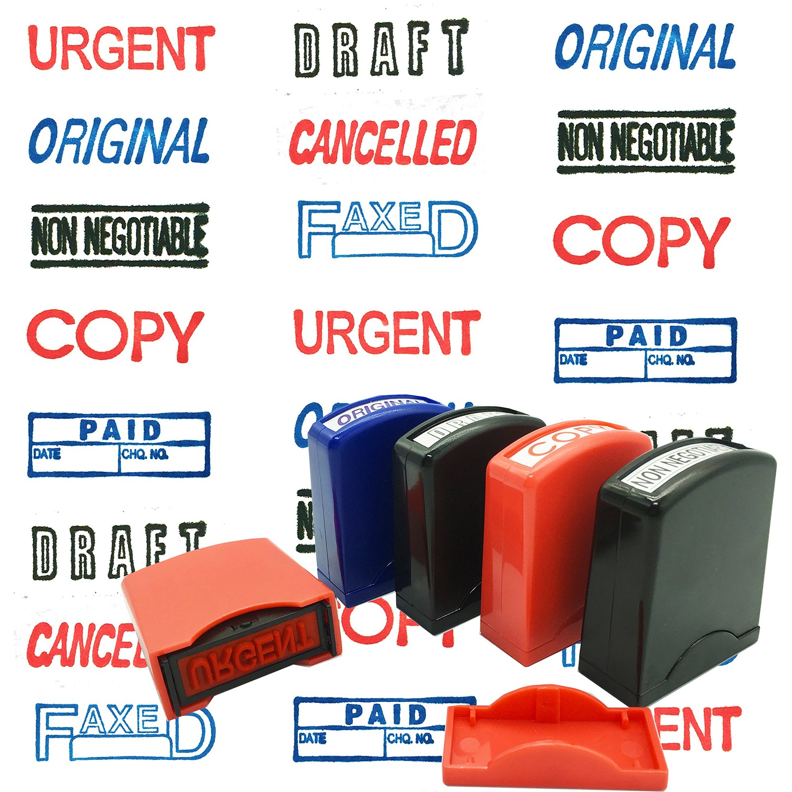 Set of 8 Self Inking Pre-Inked Office Stamp 8 Message Account Stamp Office St...