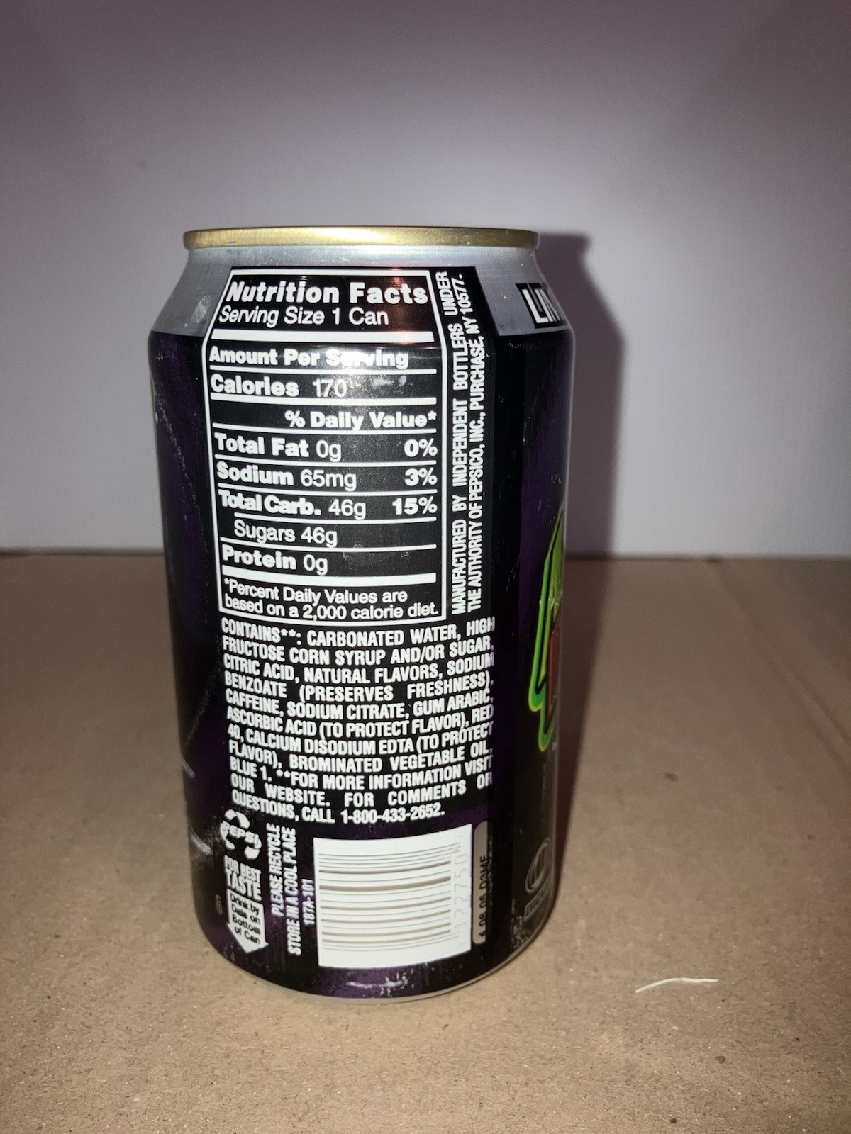 2004 Mountain Dew Pitch Black Empty Bottom Drained 12oz Can