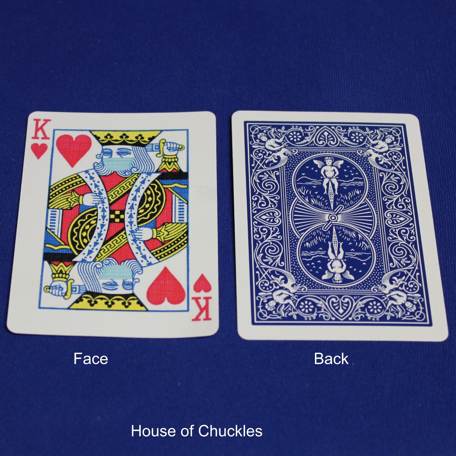 Covid Masked King of Hearts, Bicycle Printed Gaff Card, Blue