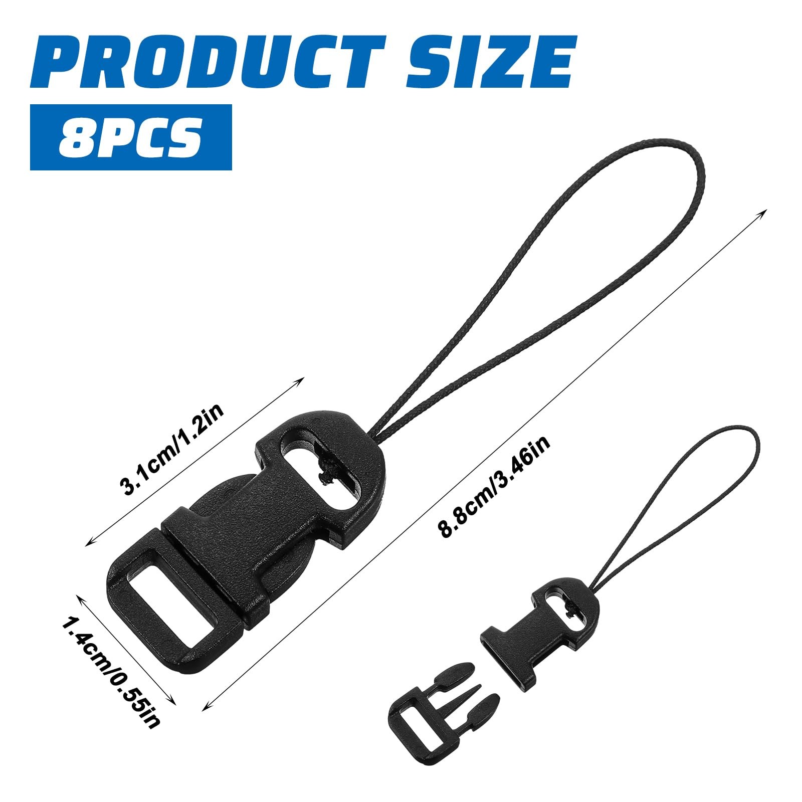 Matwsec 8PCS Quick Release Camera 8 Pcs Strap Release, Black
