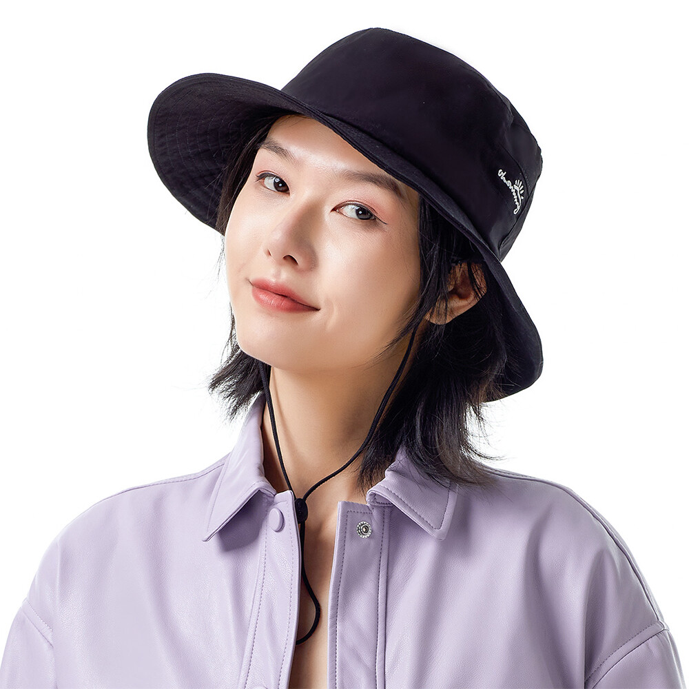 2 Pcs Black Bucket Hats Women's Wide Brim Sun Cap Fishermen UV Protection UPF50+