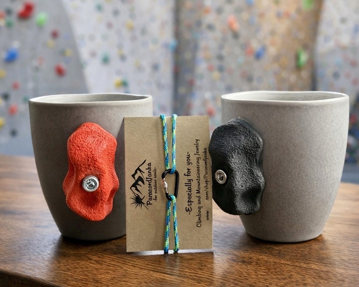 Climbing Mug with Bracelet Handmade Ceramic Gift for Rock Climbers