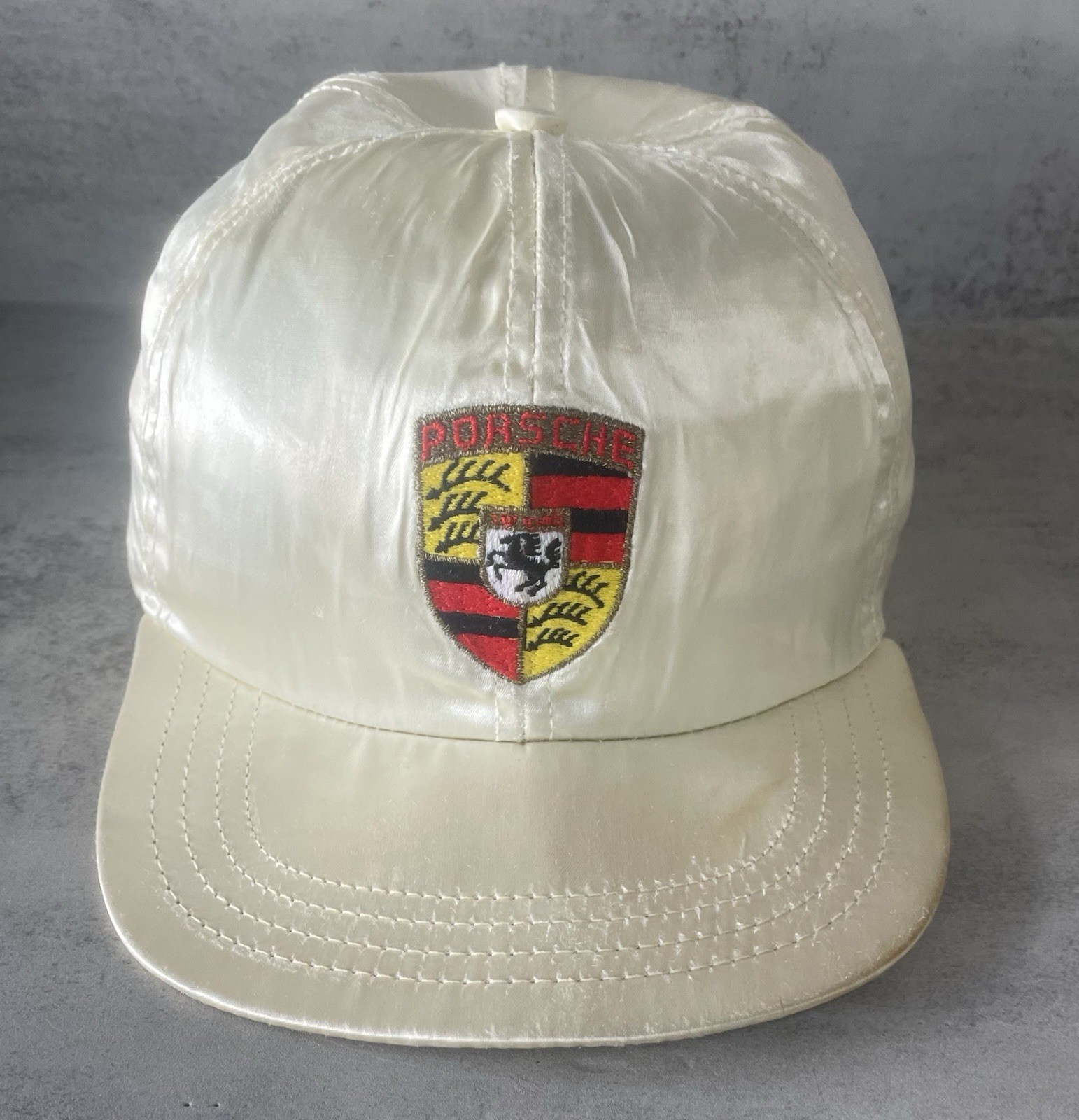 Vintage Porsche Satin Snapback Hat USA Dorfman Pacific 90s Crest Cap