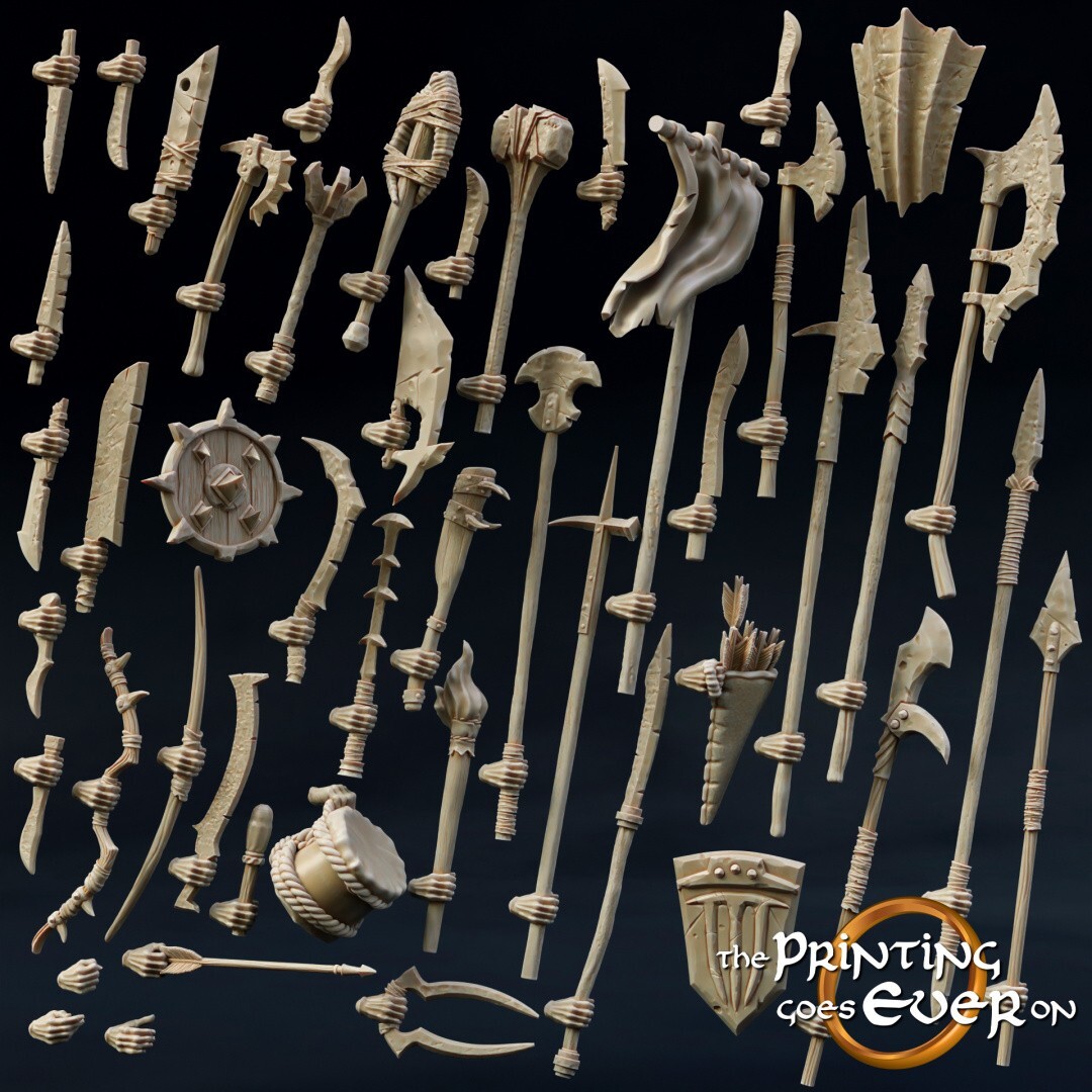 Orc weapon accessories pack 28mm miniature dnd fantasy miniatures wargaming lotr