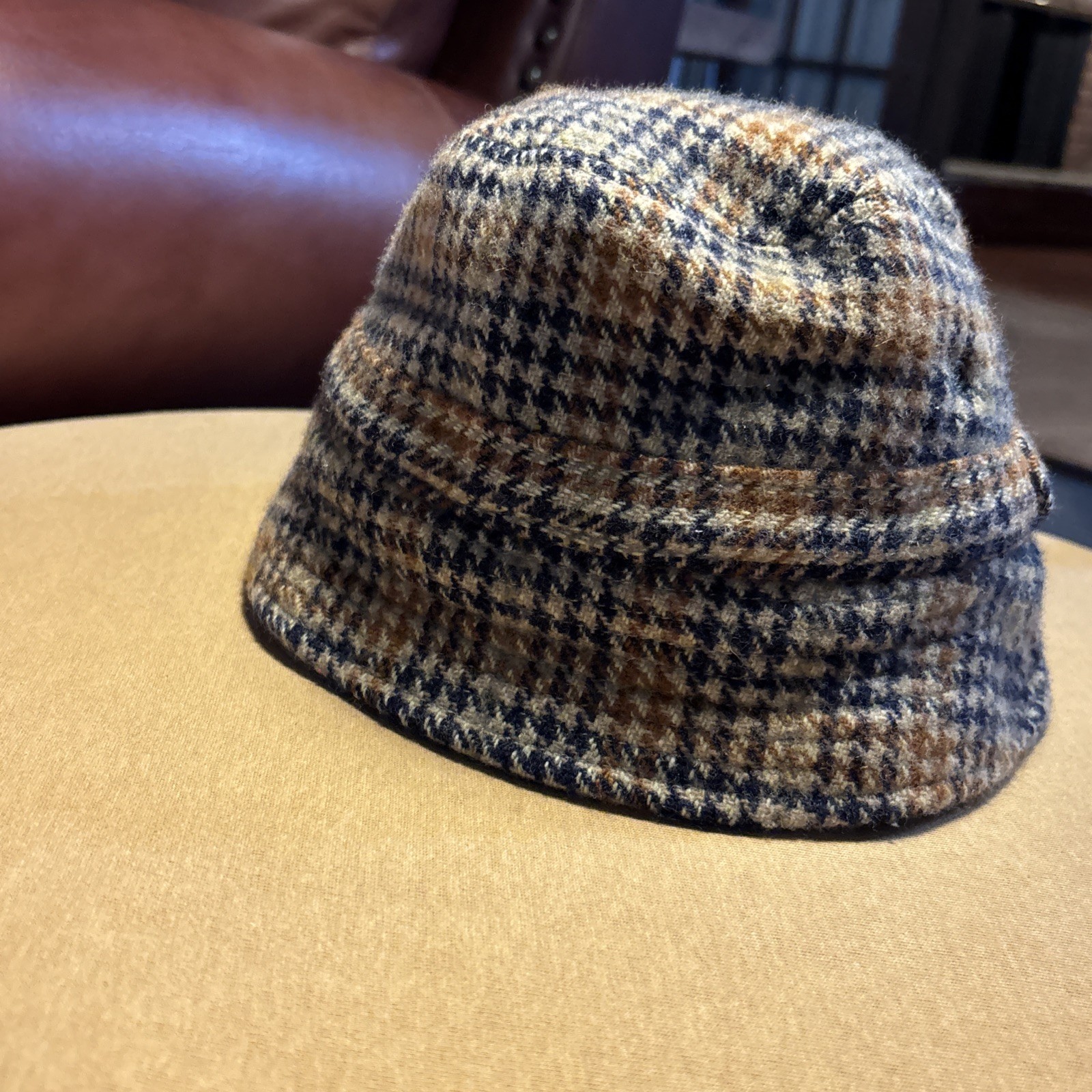 J. Crew Brown Herringbone Women’s Lamb’s Wool Bucket Hat M/L
