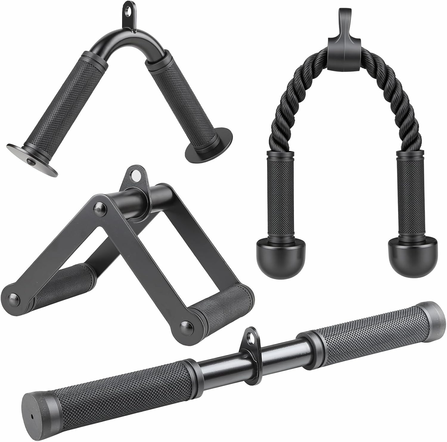 Cable Machine Attachments Gym Handles Tricep Rope D-Handle V-Bar Straight Bar An