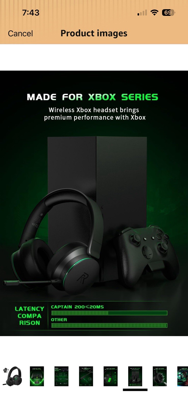 RYR Captain 200 Wireless Gaming Headset, Bluetooth/USB/3.5mm, Black