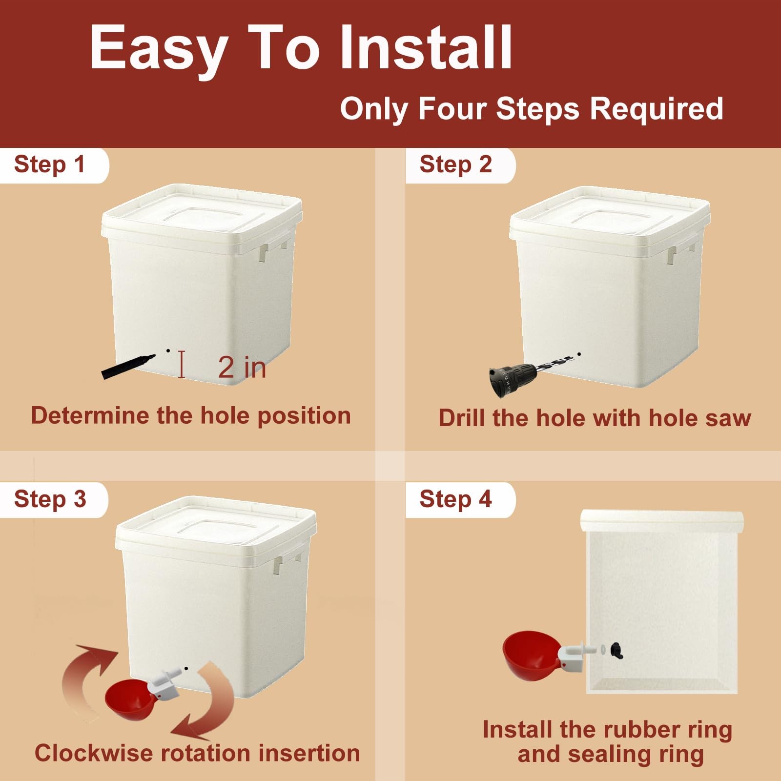 Aopchry 8 Pack Automatic Chicken Waterer, Red Water 8-Pack,