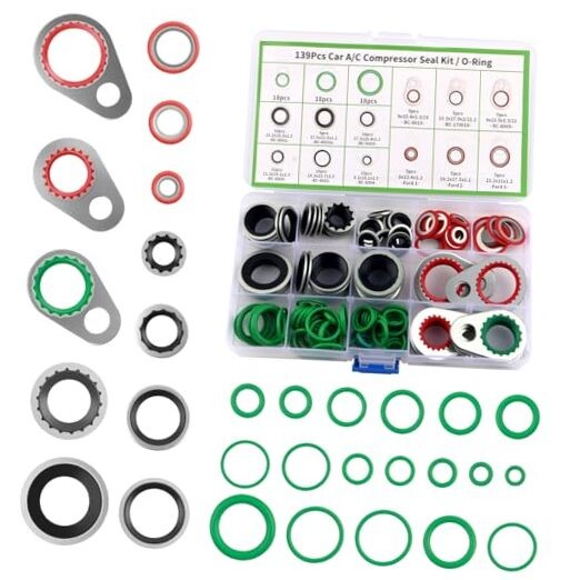 139PCS O Ring Assortment Kit,Multi-Size AC O Ring Kit Includes 85PCS Metal and