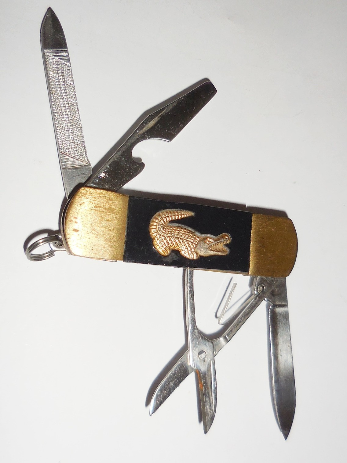 VINTAGE BRASS POCKETKNIFE BRASS LACOSTE MULTI TOOL DESIGN