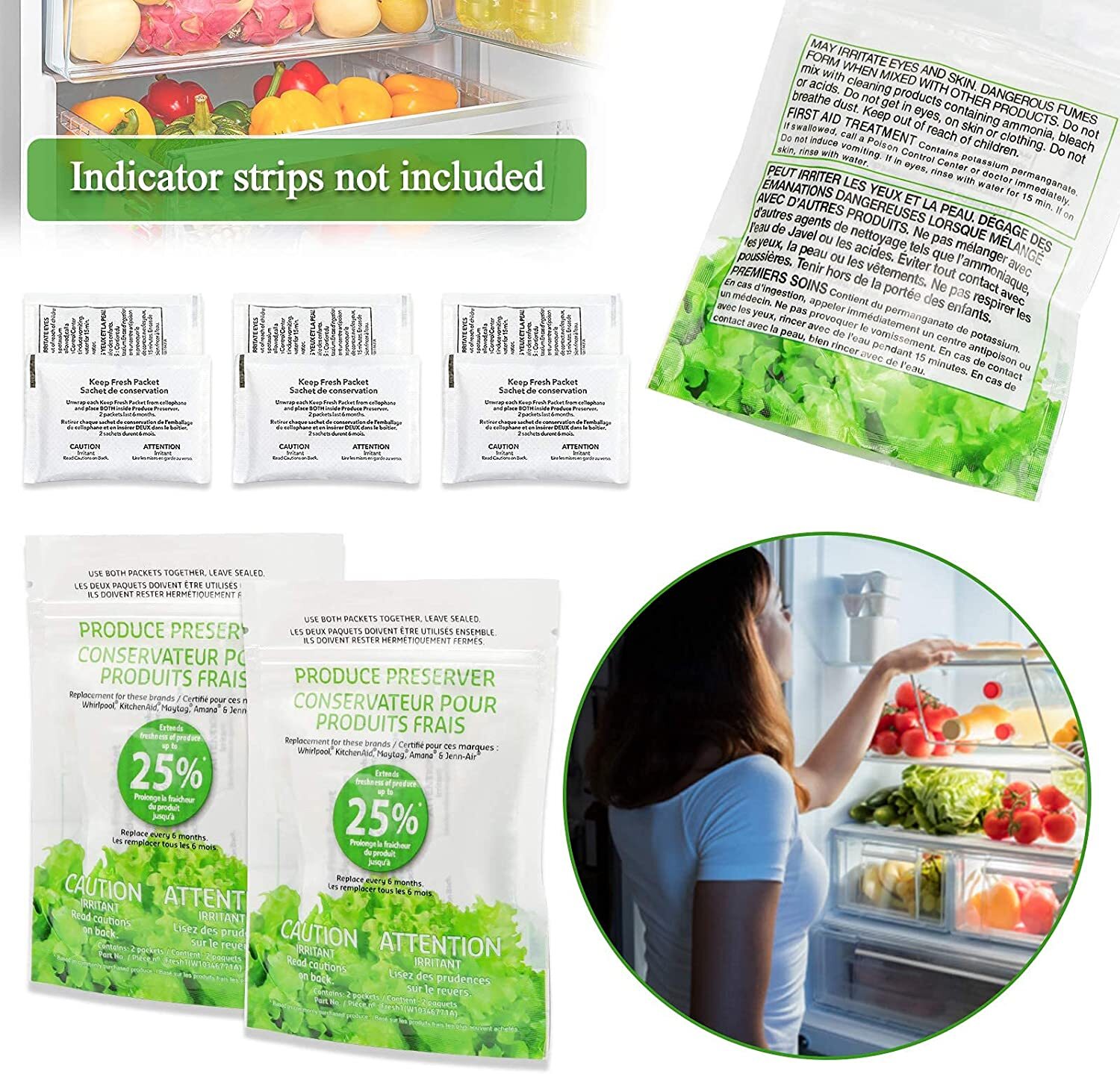 3Pack Natural Filters W10346771A Fresh Flow Produce Preserver Refrigerator